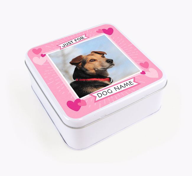 'Just For You' - Personalised {breedFullName} Square Treat Tin